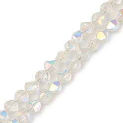Clear Electroplate Transparent Glass Beads Strands, Full Rainbow Plated, Twist, Clear, 8.2x8.2x6.8mm, Hole: 1mm, about 80pcs/strand, 25.98 inch(66cm)