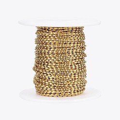 Golden Handmade Ion Plating(IP) 304 Stainless Steel Ball Chains, with Spool, Oval, Golden, 3.5x1.5mm, about 10m/roll(10.936yards/roll)