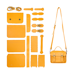 Orange DIY Knitting Crochet Bag Making Kit, Including Cowhide Leather Bag Accessories, Orange, 6.5x18.5x14.5cm