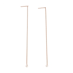 Розовое Золото Ионное покрытие (ip) 304 серьги-гвоздики из нержавеющей стали, с отверстием, нить, розовое золото , 109x1x0.4 мм, отверстие : 1.7 мм, штифты : 0.7 мм