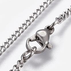 Stainless Steel Color 304 Stainless Steel Curb Chains Necklaces, with Lobster Claw Clasp, Stainless Steel Color, 18.1 inch(46cm), 2mm