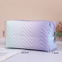 Thistle Gradient Portable PU Leather Makeup Storage Bag, Travel Cosmetic Bag, Multi-functional Wash Bag, with Pull Chain, Thistle, 10x18.5x7.5cm