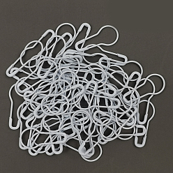 White Iron Calabash Safety Pins, Knitting Stitch Marker, White, 22x10mm, 100pcs/bag