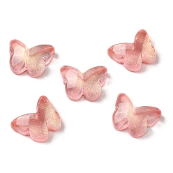 Pink K 9 стеклянные кабошоны, с блеском порошок, бабочка, розовые, 6.2x7.9x2.5 мм