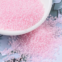 (RR205) Pink Lined Crystal Миюки круглые бусины рокайль, японский бисер, 11/0, (rr 205) розовый кристалл на подкладке, 11/0, 2x1.3 мм, отверстие : 0.8 мм, Около 1111 шт / 10 г