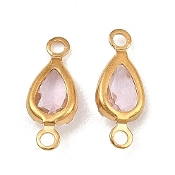 Pink 304 Подвески-коннекторы из нержавеющей стали для стекла, слезные ссылки, граненые, ионное покрытие (ip), долговечный, реальный 18 k позолоченный, розовые, 11.5x5x2.5 мм, отверстие : 1.2 мм