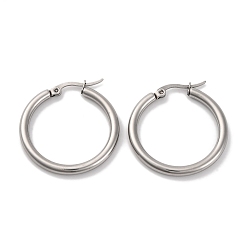 Нержавеющая Сталь Цвет Не тускнеющее кольцо 304 серьги-кольца из нержавеющей стали для женщин и мужчин, цвет нержавеющей стали, 9 датчик, 31x3 мм, штифты : 0.6 мм