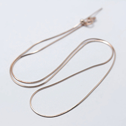 Rose Gold 925 Sterling Silver Chain Necklaces, with Slider Stopper Beads and Spring Ring Clasps, with 925 Stamp, Rose Gold, 18 inch(45cm), Hole: 2mm, Pin: 0.8mm