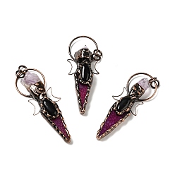 Серо-розавый Самородки натурального аметиста и большие подвески из окрашенного агата, Подвески с большими отверстиями, С латунными красными медными тонами, без кадмия и без свинца, пуля с крыльями, увядшая роза, 75~83x28~30x15~18 мм, отверстие : 6 мм