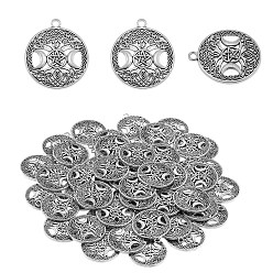 Antique Silver 60Pcs Life of Tree Moon Charm Pendant Triple Moon Goddess Pendant Ancient Bronze for Jewelry Necklace Earring Making crafts, Antique Silver, 34mm, Hole: 3.5mm