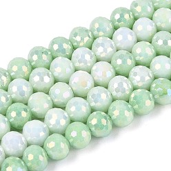Аквамарин Антикоррозийные гальванические стеклянные бусины, круглые, имитация драгоценных камней, граненый(96 граненый), аквамарин, 6 мм, отверстие : 1 мм, около 71~72 шт / нитка, 14.96~15.16 дюйм (38~38.5 см)