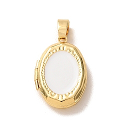 Белый Латунь эмаль Locket подвески, овальные амулеты, белые, 16x23.5x4.5 мм, отверстие : 5.5~6x4 мм, Внутренние размеры: 14x10 mm