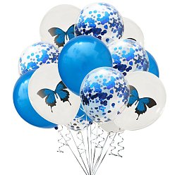 Dodger Blue 15Pcs Butterfly Rubber Inflatablel Balloon, for Party Festival Home Decorations, Dodger Blue, 304.8mm