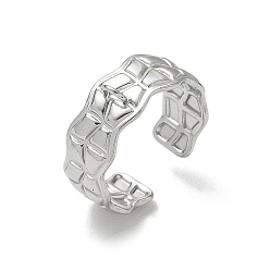 Stainless Steel Color 304 Stainless Steel Cuff Open Ring Setting, with Loop, Stainless Steel Color, 8mm, Hole: 2mm, US Size 8 1/2(18.5mm)