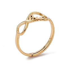 Real 18K Gold Plated Ion Plating(IP) 201 Stainless Steel Infinity Love Adjustable Ring for Women, Real 18K Gold Plated, US Size 5 3/4(16.3mm)