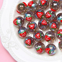 Strawberry Acrylic Beads, Round, Strawberry, 16mm