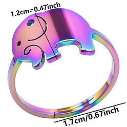 Rainbow Color 304 Stainless Steel Elephant Adjustable Ring, Rainbow Color, Inner Diameter: 17mm