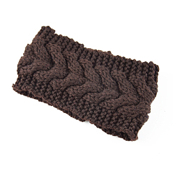 Coconut Brown Polyacrylonitrile Fiber Yarn Warmer Headbands, Soft Stretch Thick Cable Knit Head Wrap for Women, Coconut Brown, 210x110mm