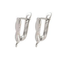 Платина Латунная фурнитура для хооп серег, твист, без кадмия и без свинца, долговечный, стойки покрытие, платина, 19x3.5 мм, отверстие : 1.2 мм, штифты : 0.9 мм