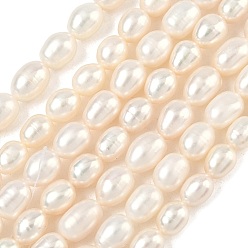 White Natural Cultured Freshwater Pearl Beads Strands, Potato, White, 6~7mm, Hole: 0.8mm, about 50~57pcs/strand, 15.75''(40cm)