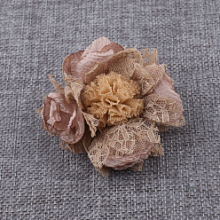 Camel Fabric Flower for DIY Hair Accessories, Imitation Flowers for Shoes and Bags, Camel, 65mm