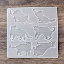 White Cat Cabochon DIY Silicone Molds, Resin Casting Molds, for UV Resin, Epoxy Resin Craft Making, White, 134x133x2.5mm, Inner Diameter: 33~58mm