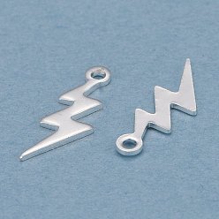 925 Sterling Silver Plated Brass Charms, Lightning, 925 Sterling Silver Plated, 12x4x0.5mm, Hole: 1mm