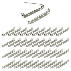 Платина 120шт железная брошь выводы, назад бар контакты, с тремя отверстиями, платина, 38x5 мм