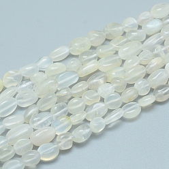White Moonstone Natural White Moonstone Beads Strands, Tumbled Stone, Nuggets, 5~12x6~7mm, Hole: 0.8mm, about 46~57pcs/strand, 15.16 inch(38.5cm)