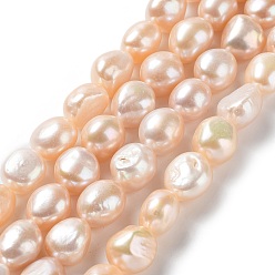 Seashell Color Natural Cultured Freshwater Pearl Beads Strands, Two Side Polished, Grade 4A, Seashell Color, 12~13x11~12x8~9mm, Hole: 0.6mm, about 29~31pcs/strand, 14.96''(38~39cm)
