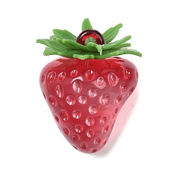 Красный Прозрачные акриловые подвески, клубника, красные, 37.5x32x28.5 мм, отверстие : 3 мм