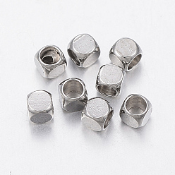 Stainless Steel Color 304 Stainless Steel Beads, Cube, Stainless Steel Color, 2x2x2mm, Hole: 1.5mm