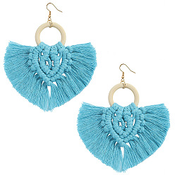 Blue Bohemian Ethnic Style Tassel Earrings for Women - Fashionable European and American Jewelry
