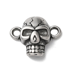 Antique Silver Tibetan Style 304 Stainless Steel Connector Charms, Skull Links, Antique Silver, 14x16x5mm, Hole: 2mm
