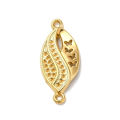 Real 18K Gold Plated 304 Stainless Steel Connector Rinestone Settings, Leaf, Real 18K Gold Plated, Fit fot 1mm Rhinestone, 25.5x11.5x3mm, Hole: 1.2mm