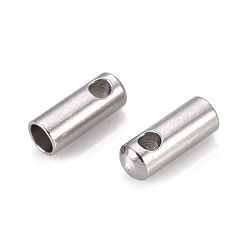 Stainless Steel Color 201 Stainless Steel Cord Ends, End Caps, Column, Stainless Steel Color, 7.5x2.8mm, Hole: 1.4mm, Inner Diameter: 2.2mm