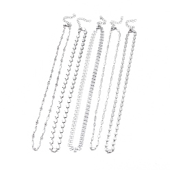 Stainless Steel Color 304 Stainless Steel Link Chain Necklaces, with Lobster Claw Clasps, Mixed Shapes, Stainless Steel Color, 18.11 inch~18.62 inch(46~47.3cm)