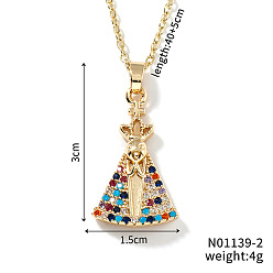 Разноцветный Модные религиозные украшения, Ожерелья с подвеской из латуни с микропаве и прозрачным кубическим цирконием для женщин, с кабельным цепи, золотые, красочный, 15.75 дюйм (40 см)