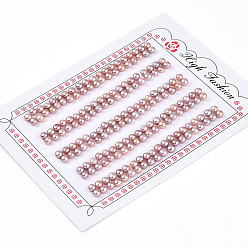 Сливовый Сорт 3бусины из натурального культивированного пресноводного жемчуга, половине просверлил, полукруглые бусины, слива, 3.5~4x2~2.5 мм, отверстие : 0.8~1 мм