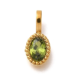 Оливин Ионное покрытие (ip) 304 подвески из нержавеющей стали со стразами, овальные амулеты, реальный 14 k позолоченный, оливина, 14.5x7x4 мм, отверстия: 4.5z2.5mm