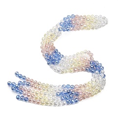 (52) Непрозрачная лаванда Стеклянные бусины с гальваническим покрытием , круглые, граненый(32 граненый), градиент цвета, разноцветные, 6 мм, отверстие : 1.2 мм, около 61 шт / нитка, 12.60'' (32 см)