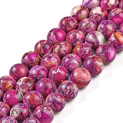 Medium Violet Red Natural Imperial Jasper Beads Strands, Round, Dyed, Medium Violet Red, 8mm, Hole: 1mm, about 48pcs/strand, 15.7 inch