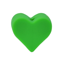 Lime Green Heart Food Grade Silicone Beads, Silicone Teething Beads, Lime Green, 14x14mm