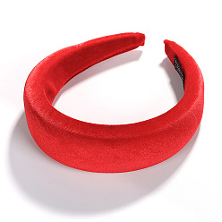 Red Solid Velvet Headband with Thick Sponge for Hair Styling - Kate Middleton Style