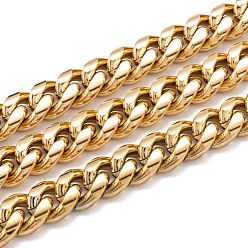 Golden 304 Stainless Steel Cuban Link Chain, Unwelded, with Spool, Golden, 12.5x10x5mm, 16.4 Feet(5m)/roll