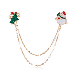 SD148 Christmas Bell Santa Claus Enamel Pin Chain Brooch Fashion Accessory