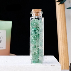 Aventurine Natural Aventurine Chips in a Glass Bottle with Cork Cover, Mineral Specimens Wishing Bottle Ornaments for Home Office Decoration, 70x22mm