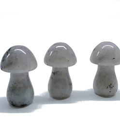 Labradorite Natural Labradorite Healing Mushroom Figurines, Reiki Energy Stone Display Decorations, 35mm