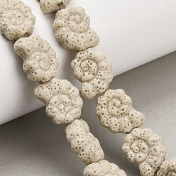 Желтая Старая Ткань  Бусы из натуральной лавы, окрашенные, спиральная оболочка, старое кружево, 16~17x13x6.5 мм, отверстие : 1.2 мм, около 26 шт / нитка, 16.34~16.54'' (41.5~42 см)