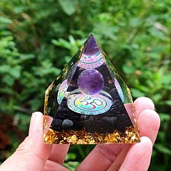 Medium Orchid Resin Pyramid Tower Ornaments, for Home Office Desktop Decoration Good Lucky Gift , Medium Orchid, 60x60x60mm